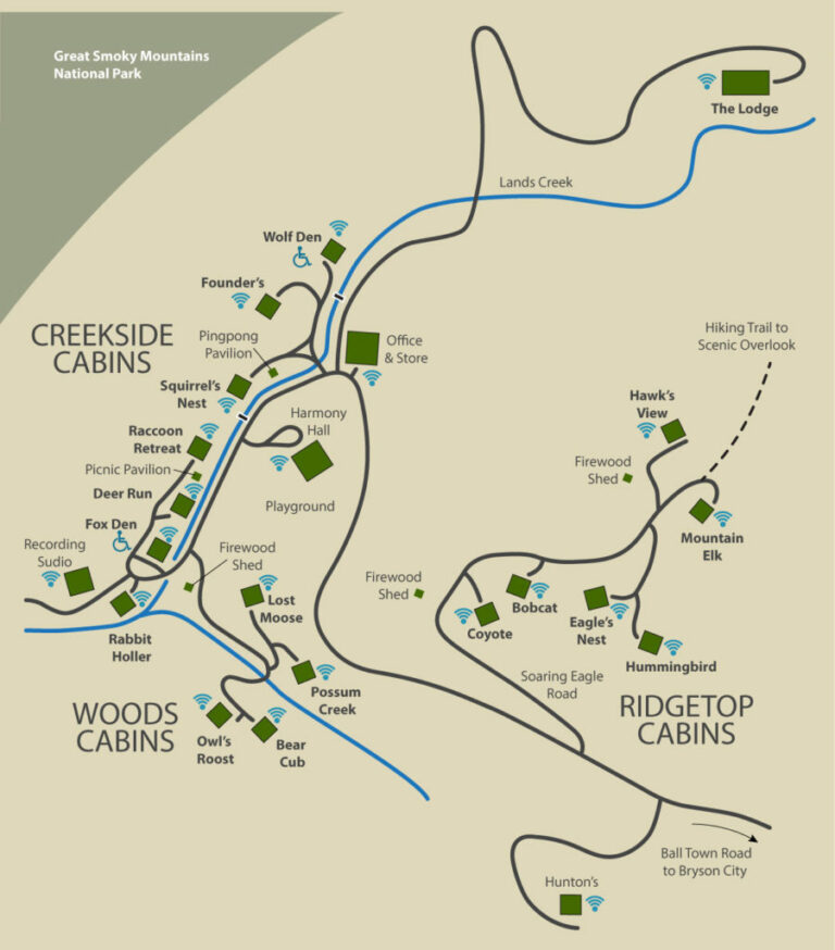 Location and Directions - Lands Creek Log Cabins